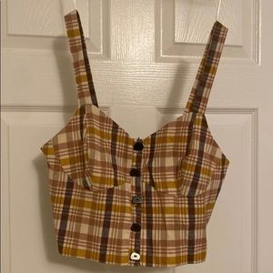 Plaid crop top, side zip, Zara